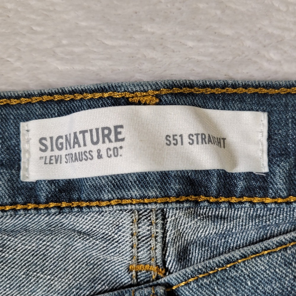 Signature by Levi Strauss & Co S51 Straight Jeans Mens 34x32.5 Blue Medium Wash - Picture 7 of 13